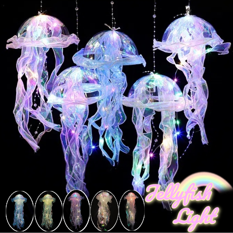 Baby Nursery Decor Girl - Gradient Jellyfish LED Night Light Handmade