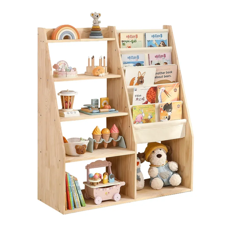 Baby Nursery Unit - Kids 2-in-1 Toy Storage Rack and