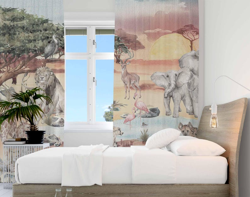Safari Animals Curtain Kids Be - đánh giá và giá Baby Nursery Curtains