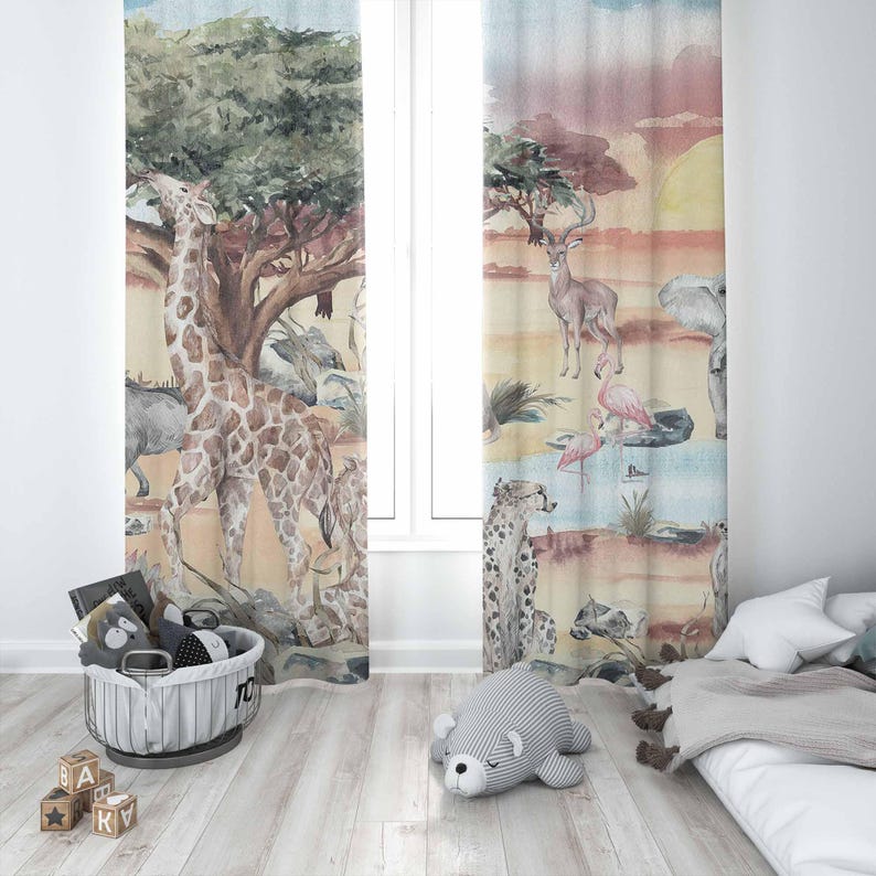 Safari Animals Curtain Kids Be - đánh giá và giá Baby Nursery Curtains
