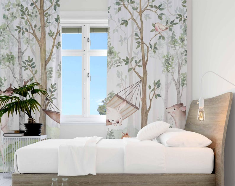 Woodland Animals Curtains Kids - đánh giá và giá Baby Nursery Curtains