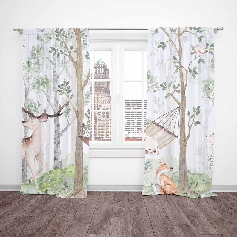 Woodland Animals Curtains Kids - đánh giá và giá Baby Nursery Curtains