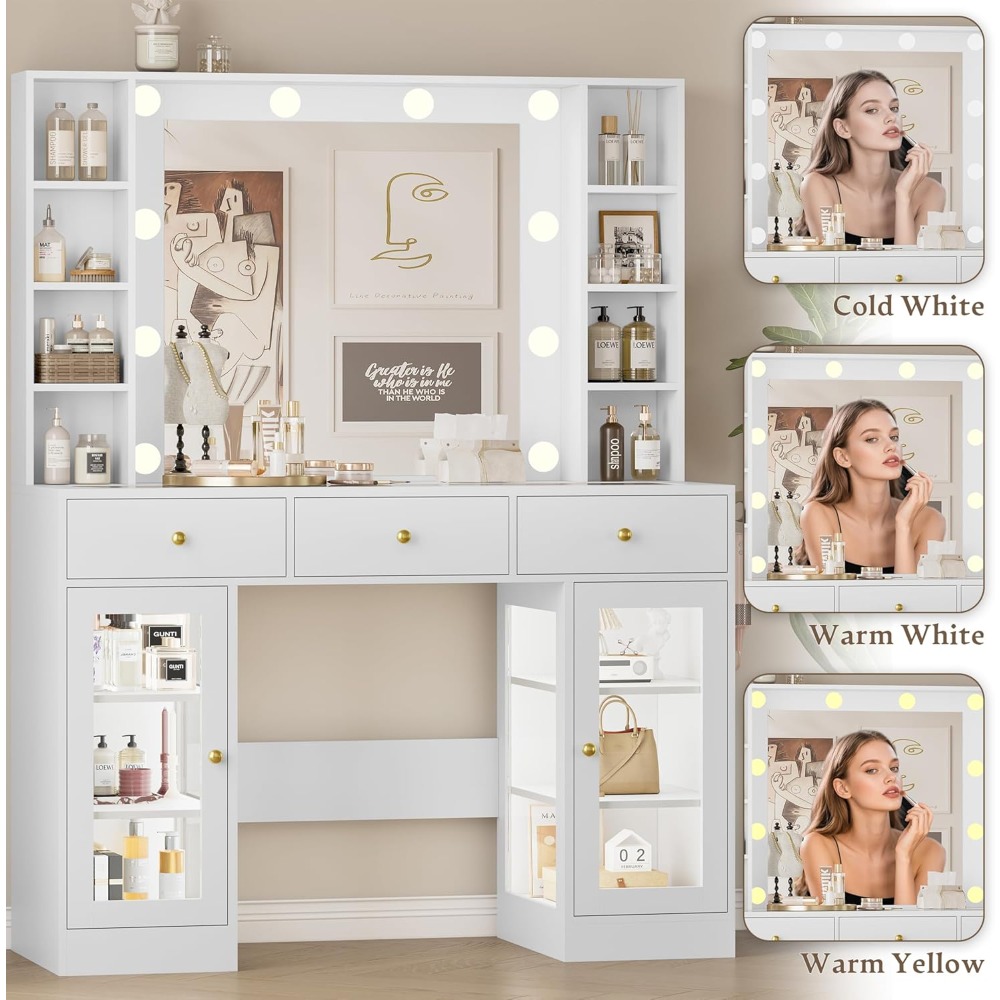 White Vanity with Glass Top, L - đánh giá và giá Drawer Dresser White
