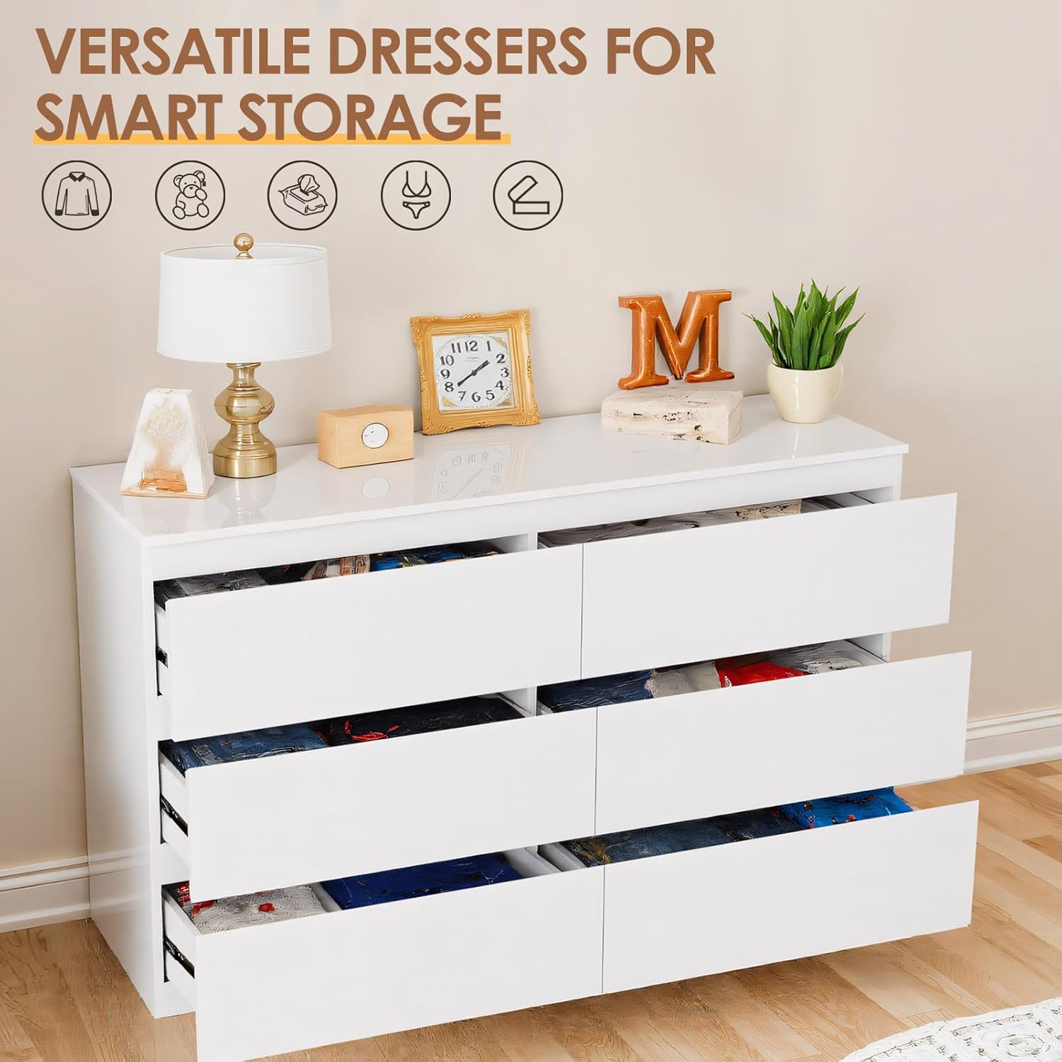 White Wood Dresser for Bedroom - đánh giá và giá Drawer Dresser White