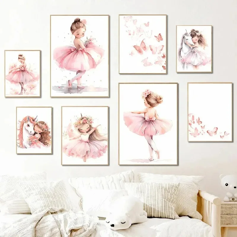 Pink Ballerina Girl Unicorn Bu - đánh giá và giá Baby Nursery Decor Girl