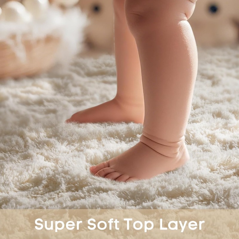 Round Cream White Rug Soft Flu - đánh giá và giá Baby Nursery Rug
