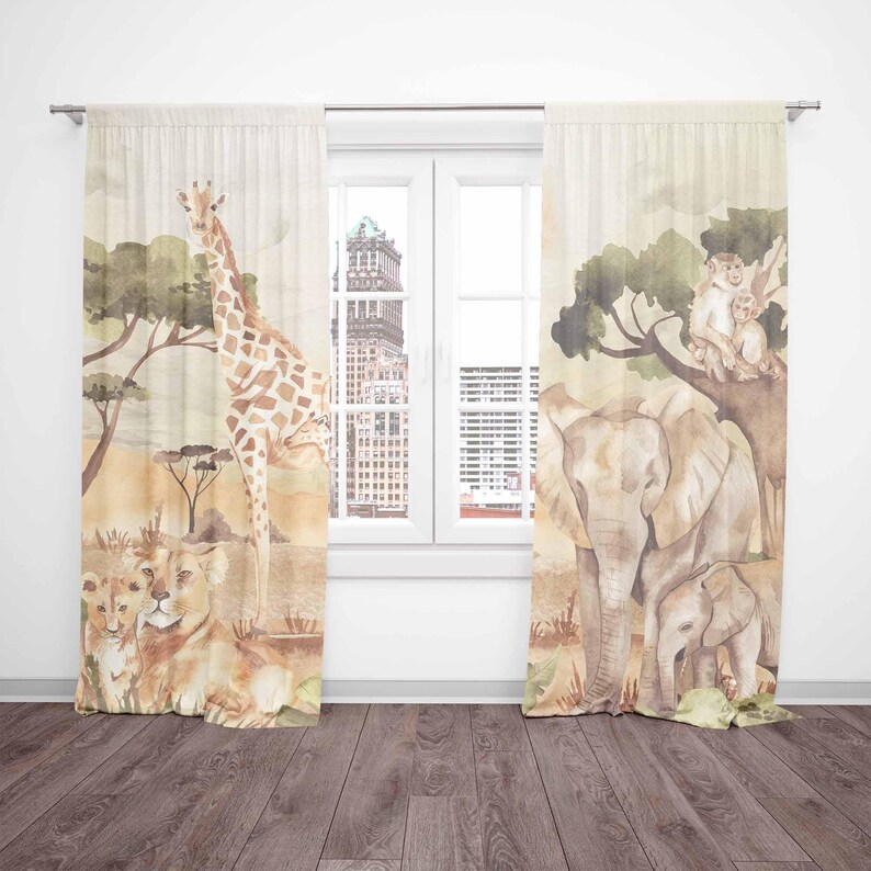 Mom and Baby Curtains Safari A - đánh giá và giá Baby Nursery Curtains