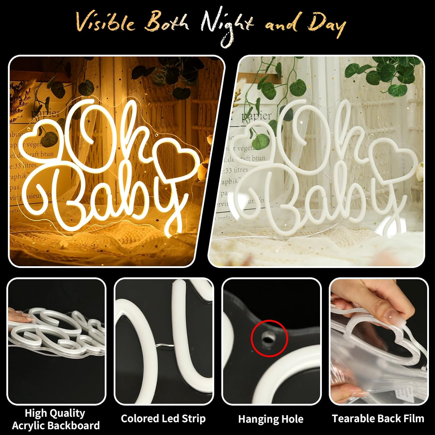 Oh Baby Neon Sign LED Marquee  - đánh giá và giá Baby Nursery Wall Lights