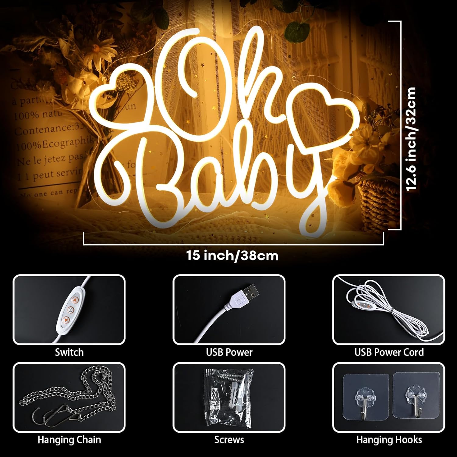Oh Baby Neon Sign LED Marquee  - đánh giá và giá Baby Nursery Wall Lights
