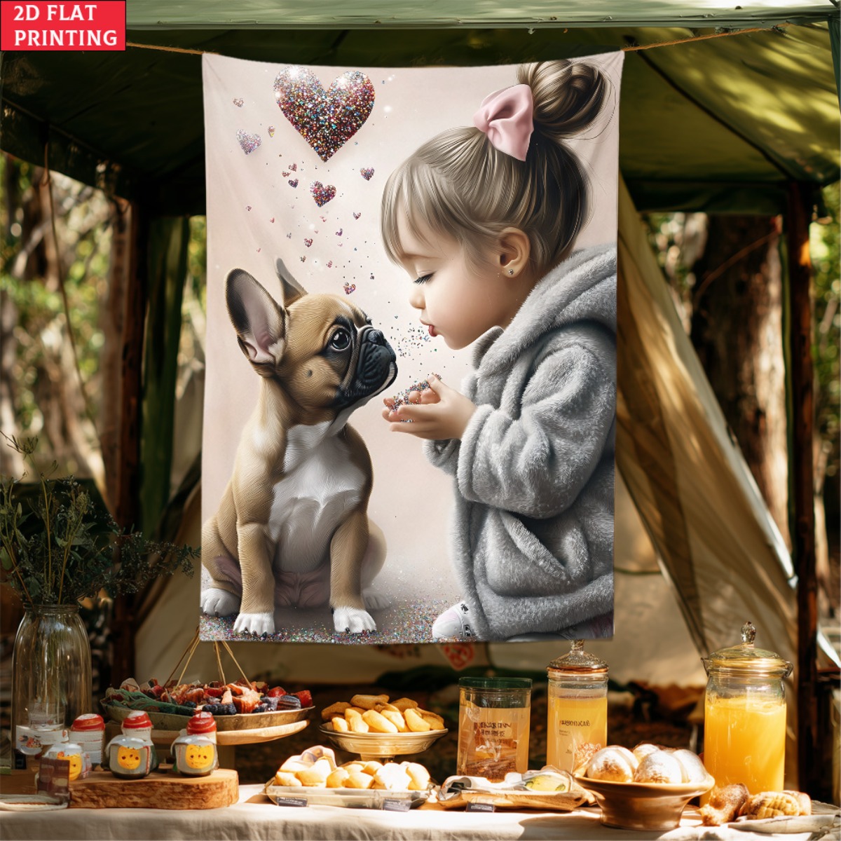 Girl with french bulldog puppy - đánh giá và giá Baby Nursery Decor Girl