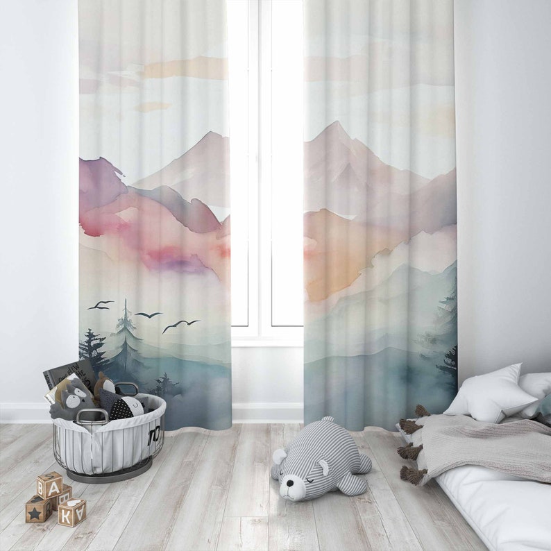 Mountain Forest Nursery Curtai - đánh giá và giá Baby Nursery Curtains