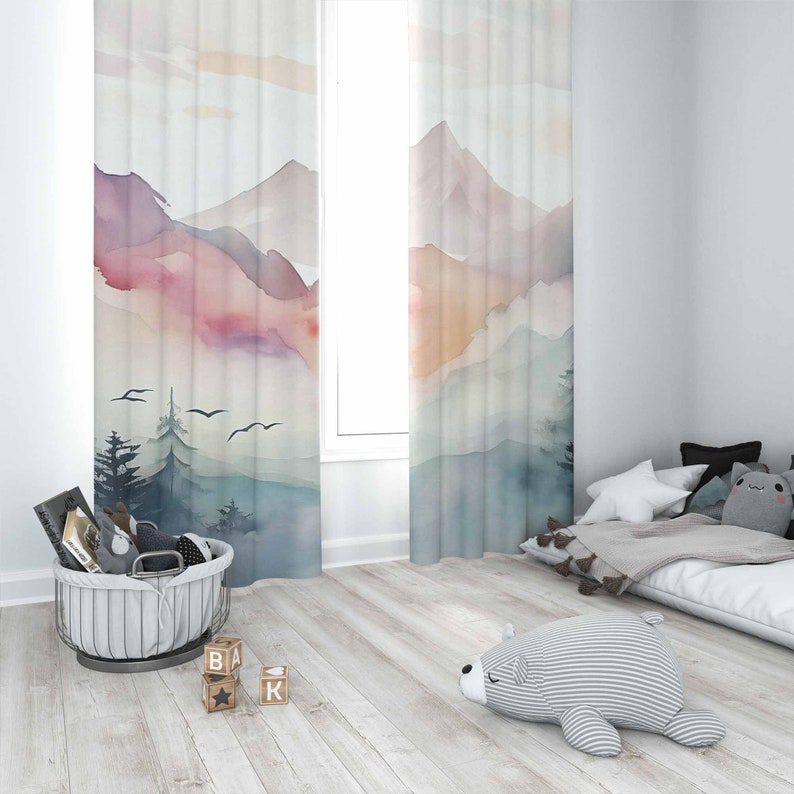 Mountain Forest Nursery Curtai - đánh giá và giá Baby Nursery Curtains