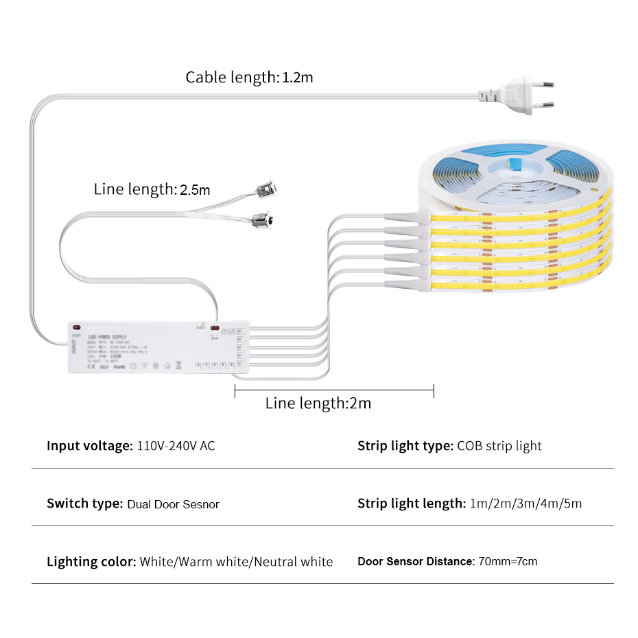 AU EU US UK Plug 12V COB LED S - đánh giá và giá Drawer Dresser White