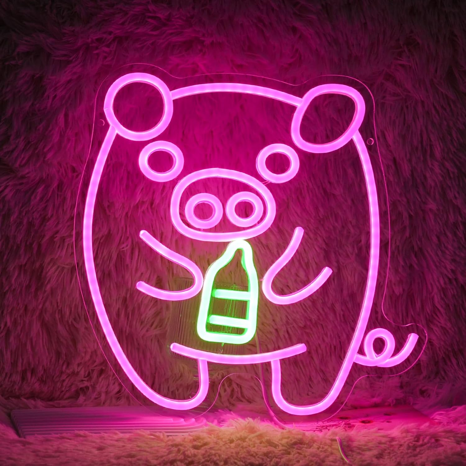 Baby Pig Milk Bottle Neon Sign - đánh giá và giá Baby Nursery Wall Lights
