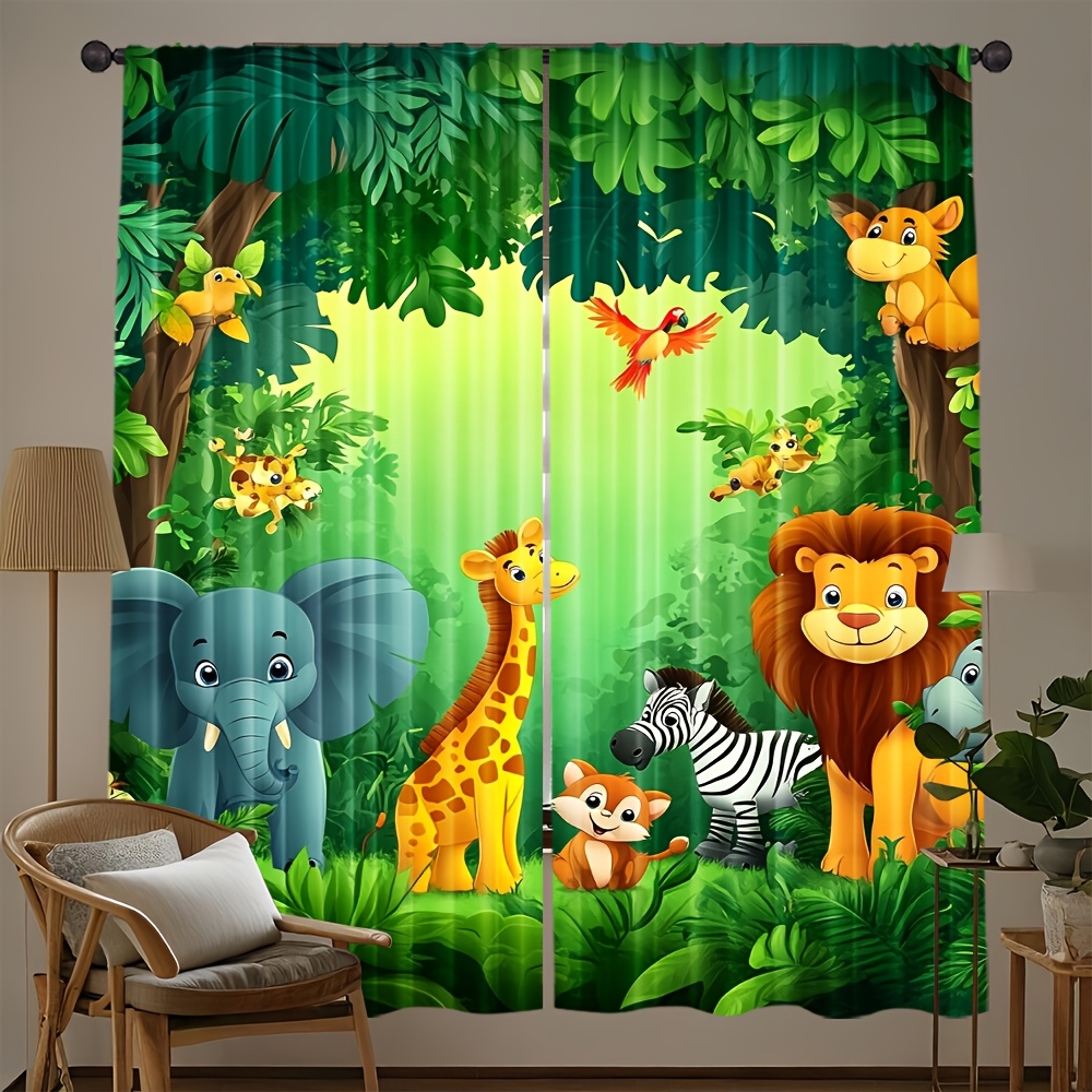 2pcs Cartoon Animal Curtains J - đánh giá và giá Baby Nursery Curtains