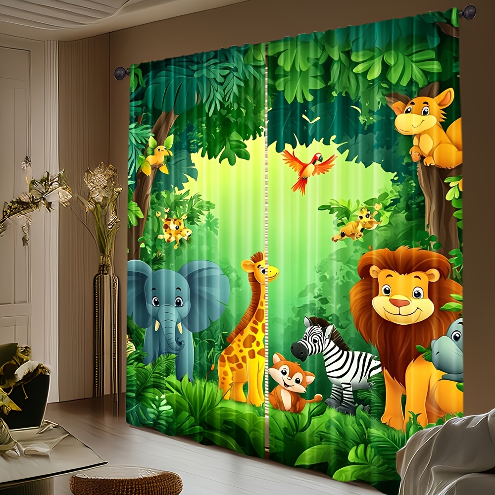 2pcs Cartoon Animal Curtains J - đánh giá và giá Baby Nursery Curtains