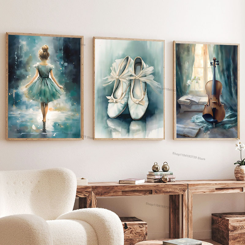 Watercolor Ballet Girl Shoes C - đánh giá và giá Baby Nursery Decor Girl