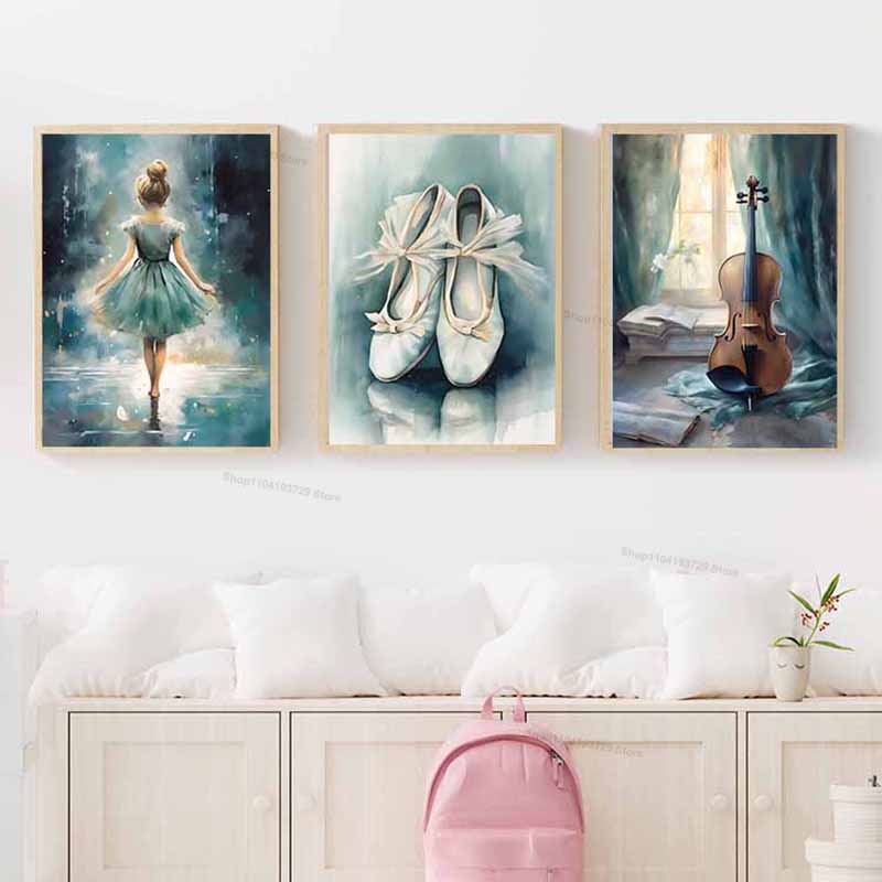 Watercolor Ballet Girl Shoes C - đánh giá và giá Baby Nursery Decor Girl