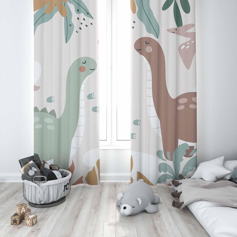 Dinosaur Nursery Curtains Dino - đánh giá và giá Baby Nursery Curtains