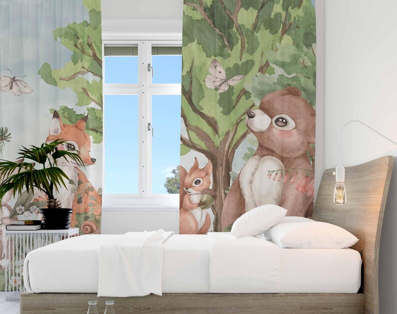 Forest Animals Curtains Kids B - đánh giá và giá Baby Nursery Curtains