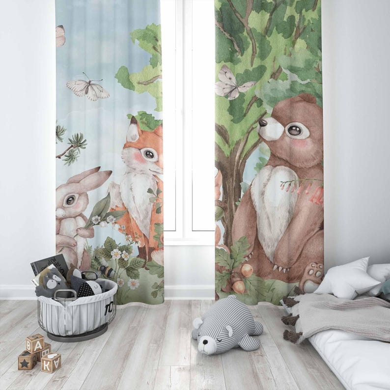 Forest Animals Curtains Kids B - đánh giá và giá Baby Nursery Curtains