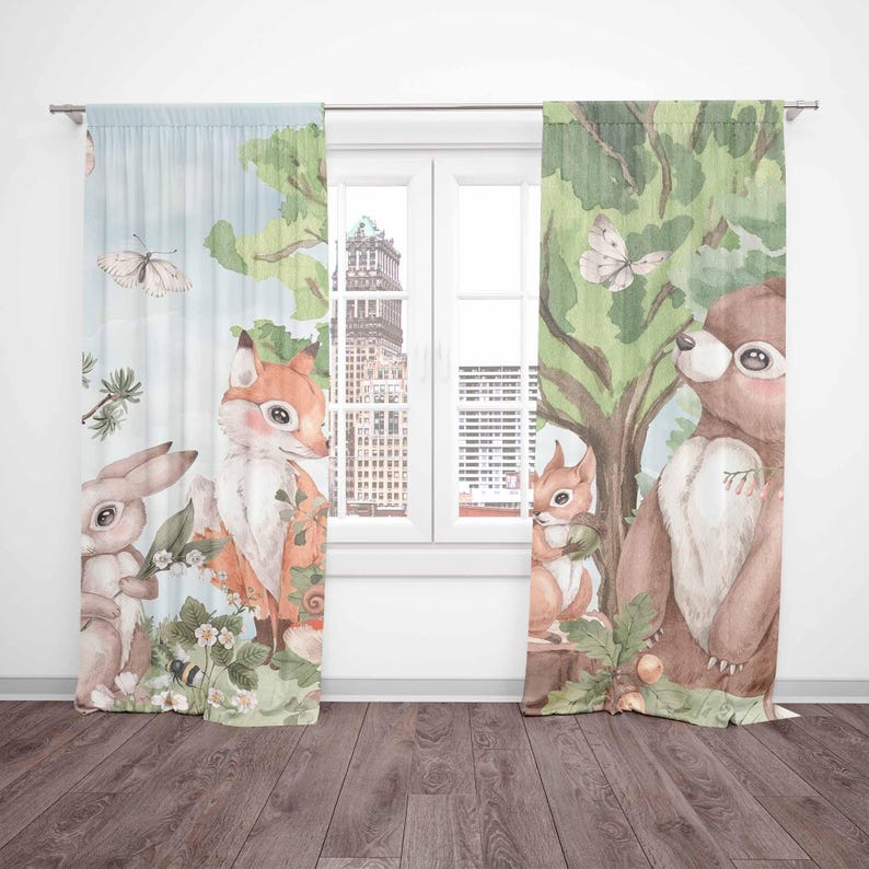 Forest Animals Curtains Kids B - đánh giá và giá Baby Nursery Curtains