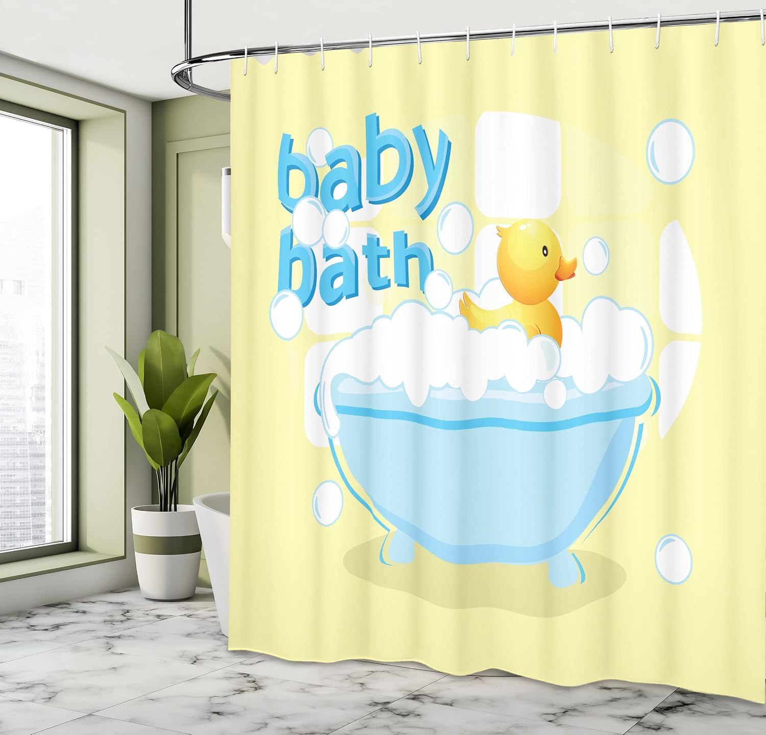 Yellow Baby Bath Shower Curtai - đánh giá và giá Baby Nursery Curtains