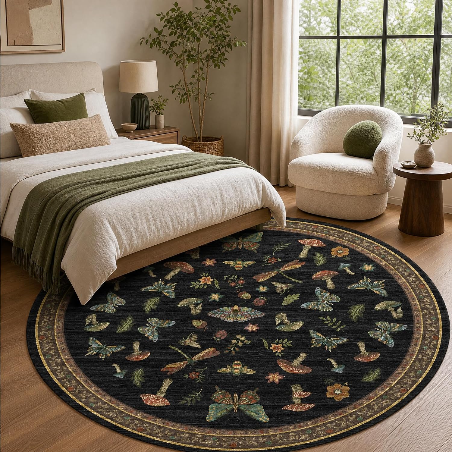 Large Polyester Round Butterfl - đánh giá và giá Baby Nursery Rug