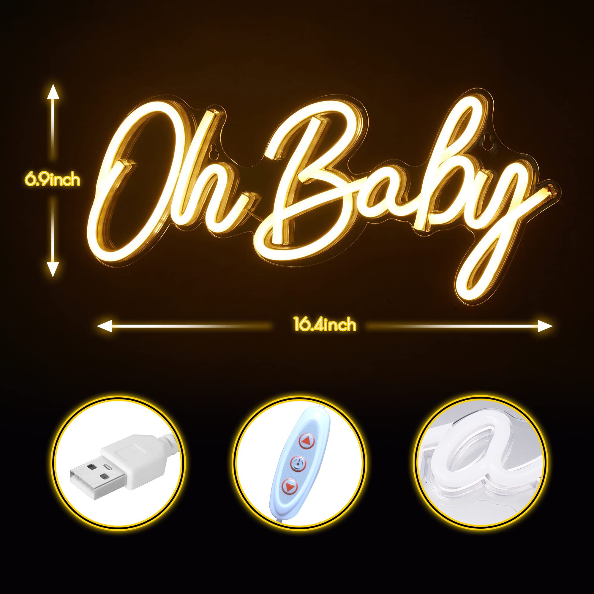Oh Baby Neon Sign USB Dimmable - đánh giá và giá Baby Nursery Wall Lights