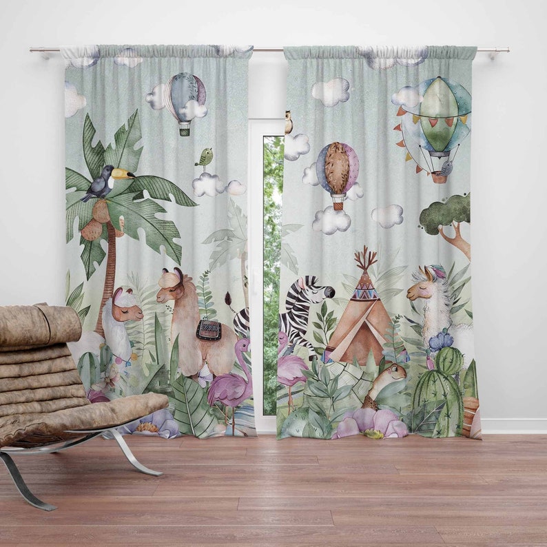 Safari Animals Party Nursery C - đánh giá và giá Baby Nursery Curtains
