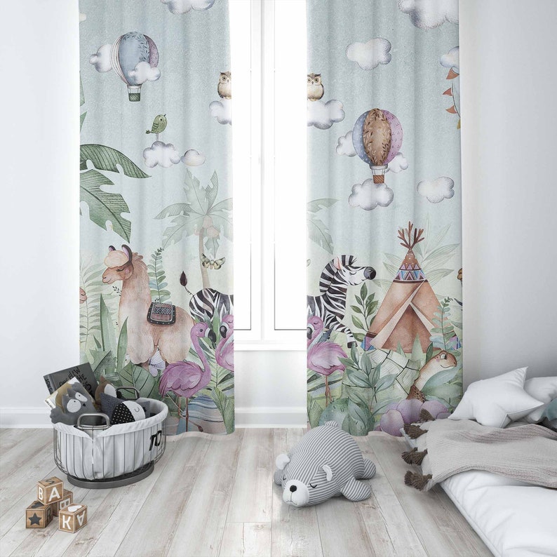 Safari Animals Party Nursery C - đánh giá và giá Baby Nursery Curtains