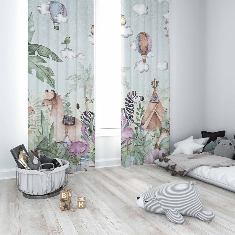 Safari Animals Party Nursery C - đánh giá và giá Baby Nursery Curtains