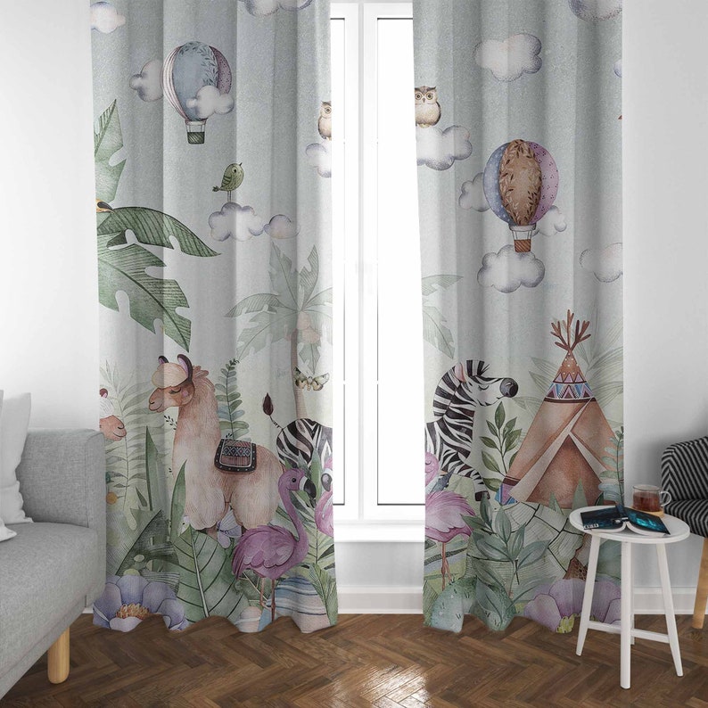 Safari Animals Party Nursery C - đánh giá và giá Baby Nursery Curtains