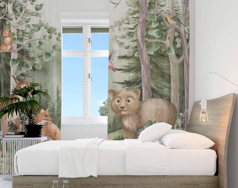 Woodland Animals Curtains Kids - đánh giá và giá Baby Nursery Curtains