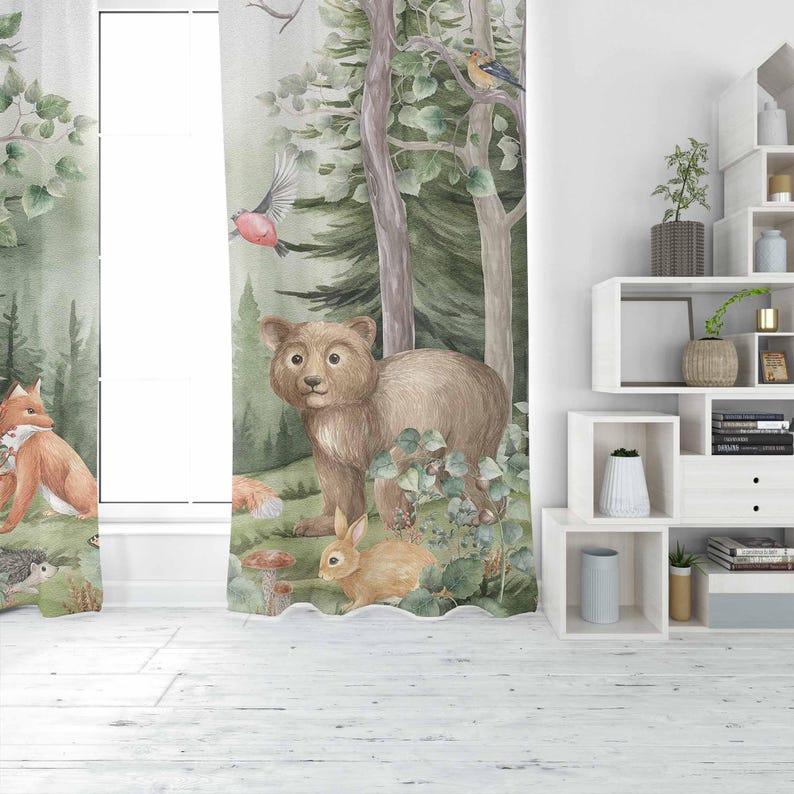 Woodland Animals Curtains Kids - đánh giá và giá Baby Nursery Curtains