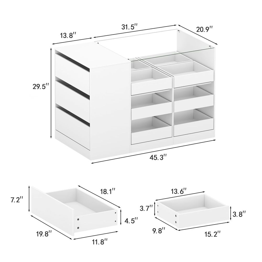 Closet Island with Drawers, Wa - đánh giá và giá Drawer Dresser White