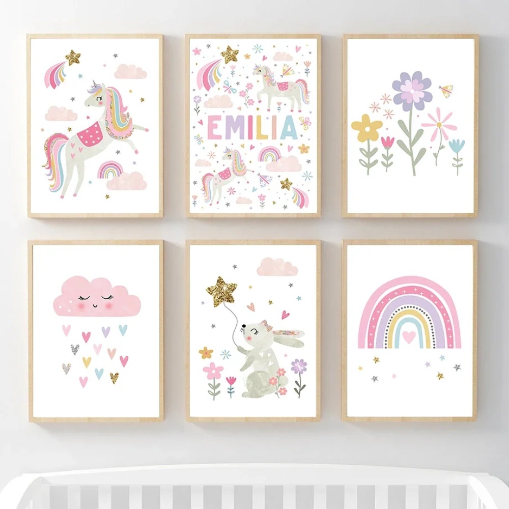Pink Unicorn Rabbit Rainbow Cl - đánh giá và giá Baby Nursery Decor Girl