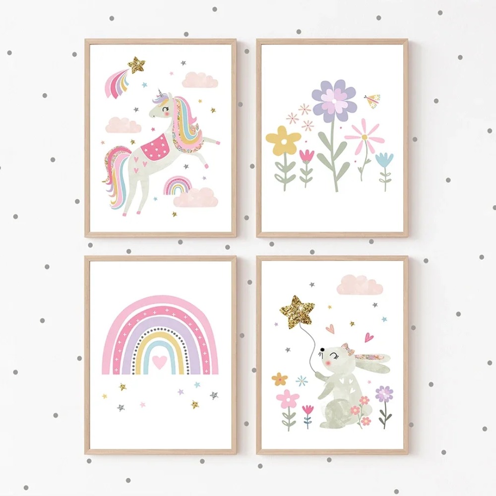 Pink Unicorn Rabbit Rainbow Cl - đánh giá và giá Baby Nursery Decor Girl