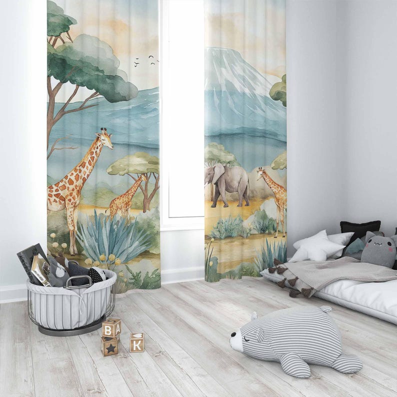 Safari Animals Kids Curtains B - đánh giá và giá Baby Nursery Curtains