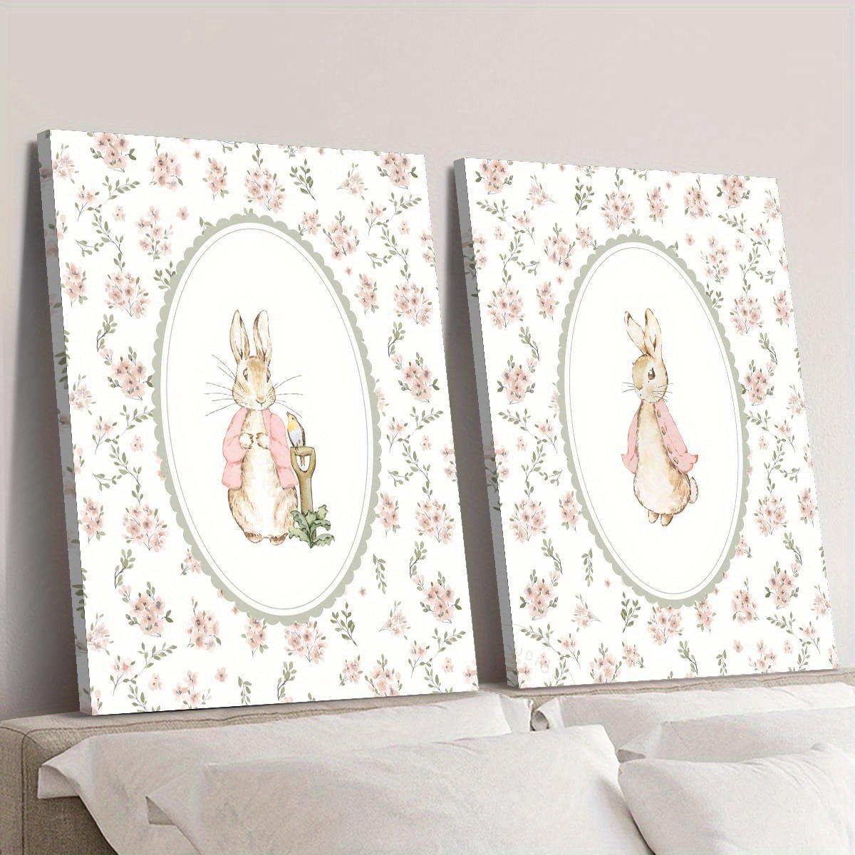 2pcs Retro Easter Rabbit Canva - đánh giá và giá Baby Nursery Decor Girl