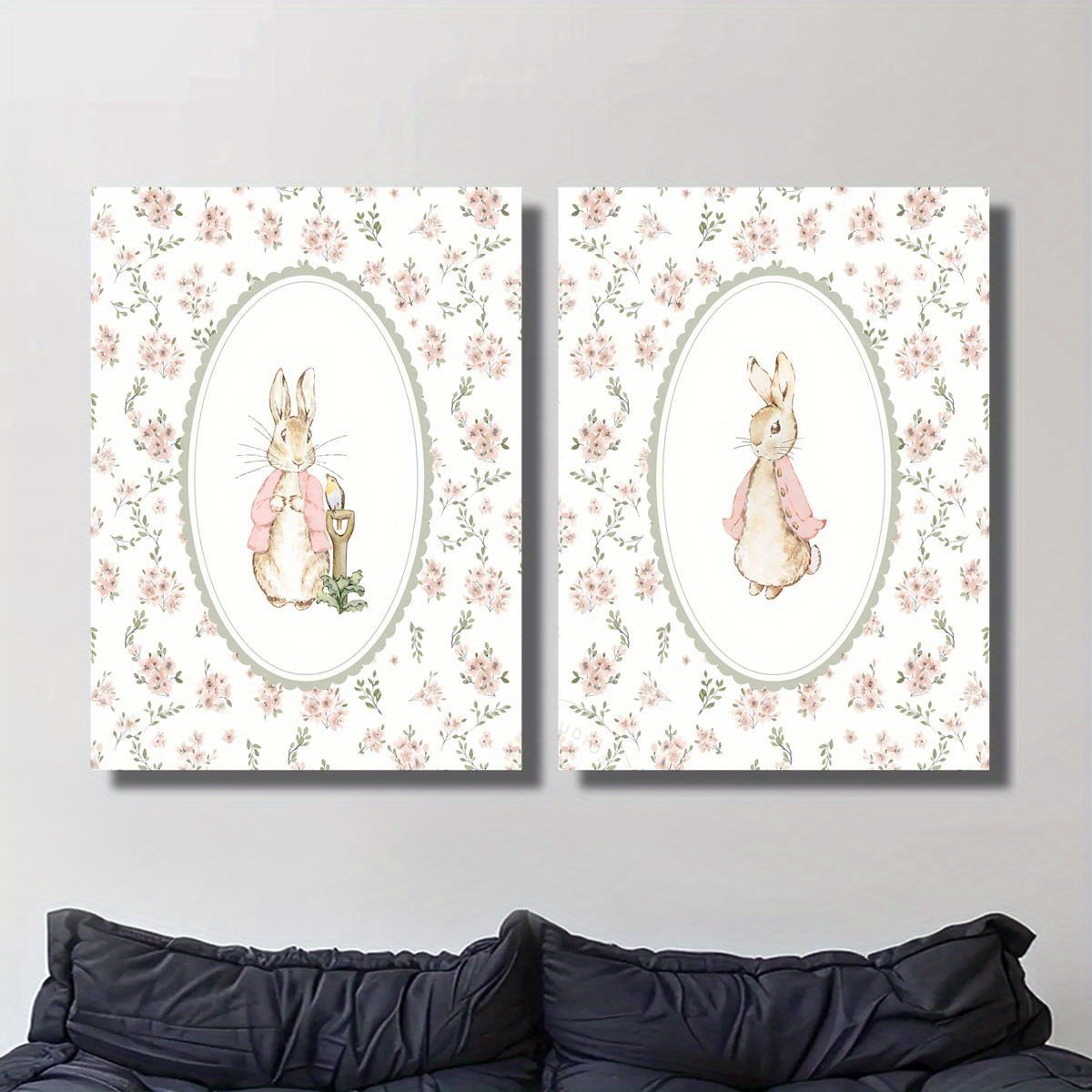 2pcs Retro Easter Rabbit Canva - đánh giá và giá Baby Nursery Decor Girl