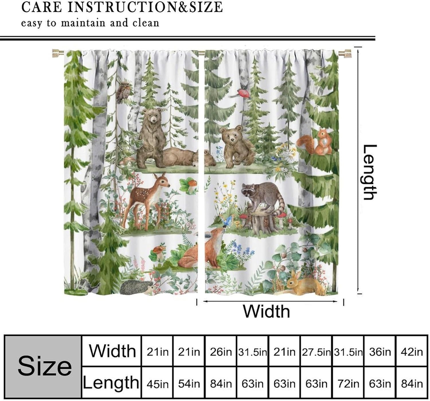 Forest Animal Curtains for Kid - đánh giá và giá Baby Nursery Curtains