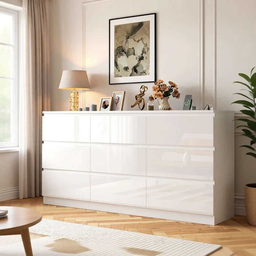 Large 70 Inch 9 Drawer Dresser - đánh giá và giá Drawer Dresser White
