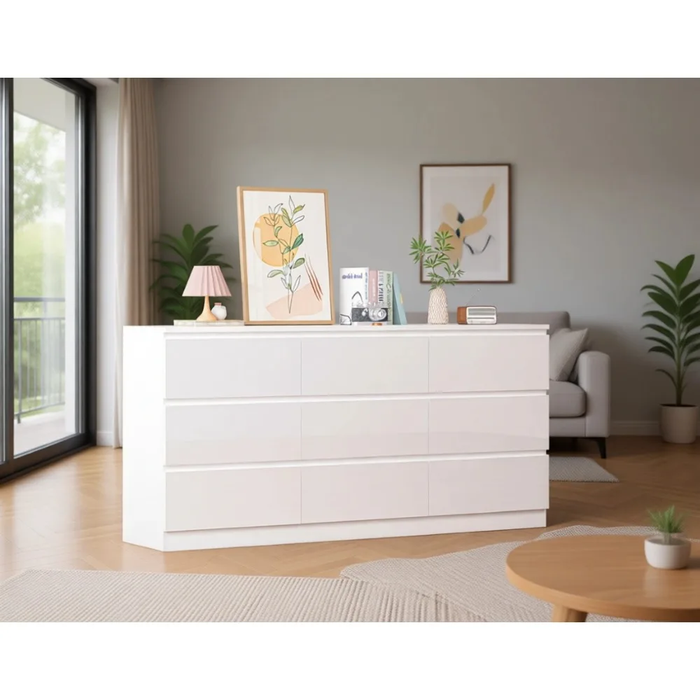 Large 70 Inch 9 Drawer Dresser - đánh giá và giá Drawer Dresser White