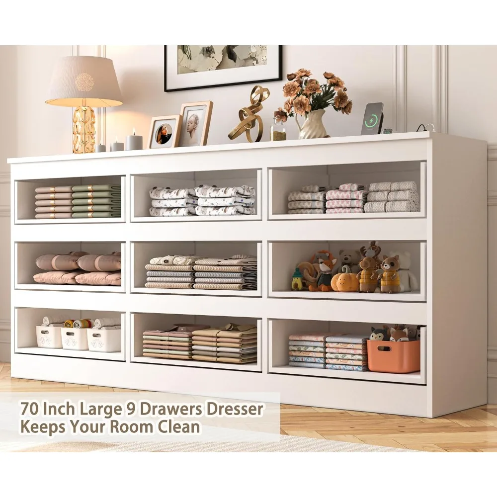Large 70 Inch 9 Drawer Dresser - đánh giá và giá Drawer Dresser White