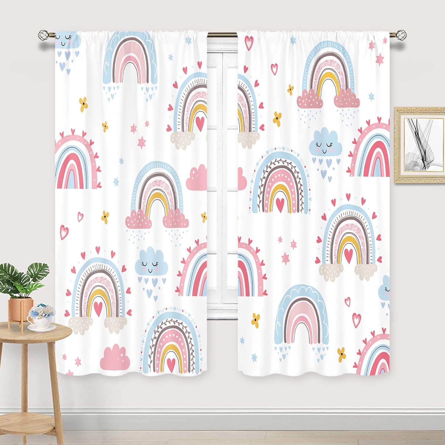 Baby Girls Pink Boho Rainbow C - đánh giá và giá Baby Nursery Curtains