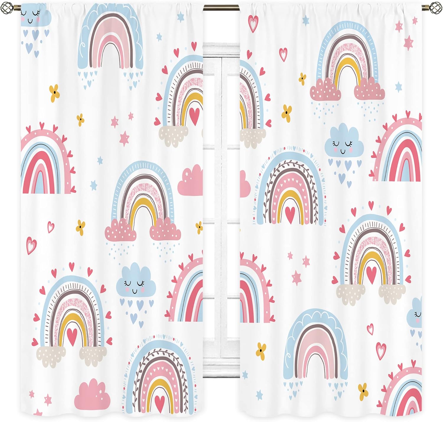 Baby Girls Pink Boho Rainbow C - đánh giá và giá Baby Nursery Curtains