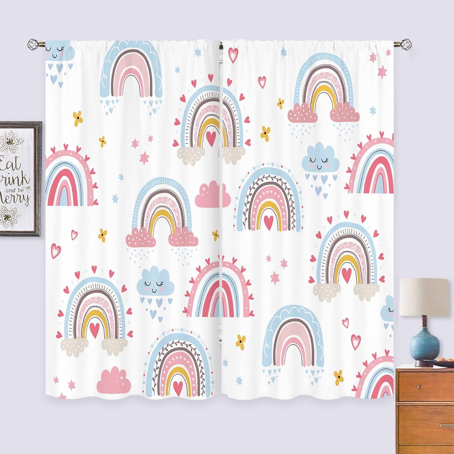 Baby Girls Pink Boho Rainbow C - đánh giá và giá Baby Nursery Curtains