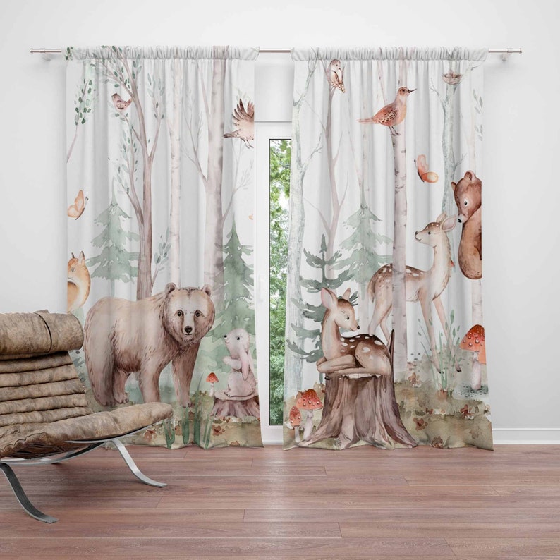 Forest Animals Curtains Kids N - đánh giá và giá Baby Nursery Curtains