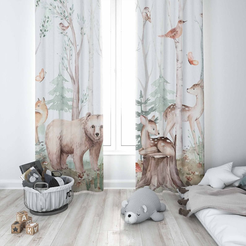 Forest Animals Curtains Kids N - đánh giá và giá Baby Nursery Curtains